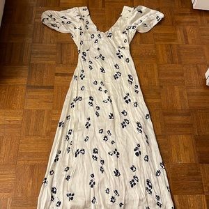 Scotch & Soda maxi dress white with blue flowers (NWT)